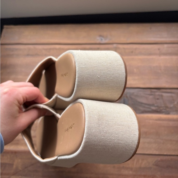 & Other Stories Canvas Cream Platform Mules Chunky Sole Size 38 / US 7 - Picture 9 of 14